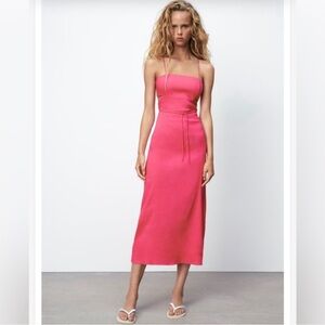 Zara Pink Lace Up Back Dress